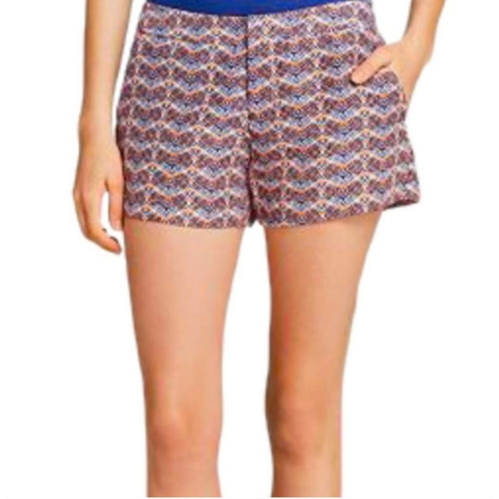 JOIE‎ Women Orange & Blue Merci Printed Linen & Silk Blend Mini Shorts Size 4